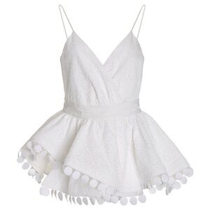 Silvia Tcherassi Liela Eyelet Embroidered Peplum Top White